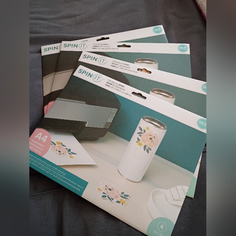 New Spin It A4 Printable Vinyl Sheets Waterslide Paper Set Of 4 - 16 Pieces